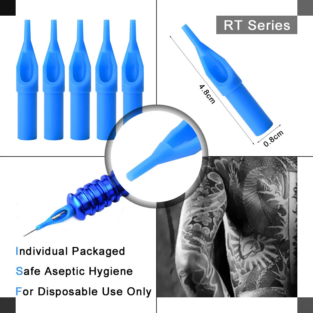 ATOMUS 5pcs Disposable Sterile Tattoo Needle Nozzle Tips 3/5/7/9/11RT Plastic Tattoo Tip Machine Gun Tubes Free Shipping