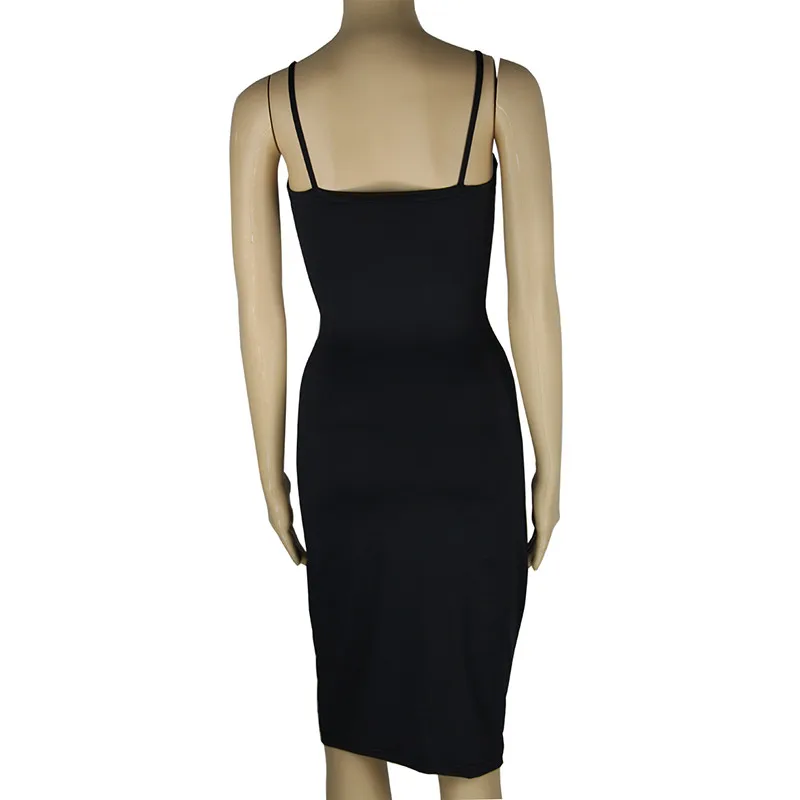 Diwish Bodycon Dress Women 2019 Spaghetti Strap Midi V-Neck Sexy Cut Out White Black Party Dresses Evening Clubwear | Женская одежда