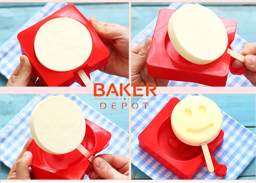 BAKER DEPOT, силиконовая форма для мороженого, форма кошки, замороженный кубик льда, поднос для детских конфет, леденец, инструмент для кубиков льда с деревянной палочкой