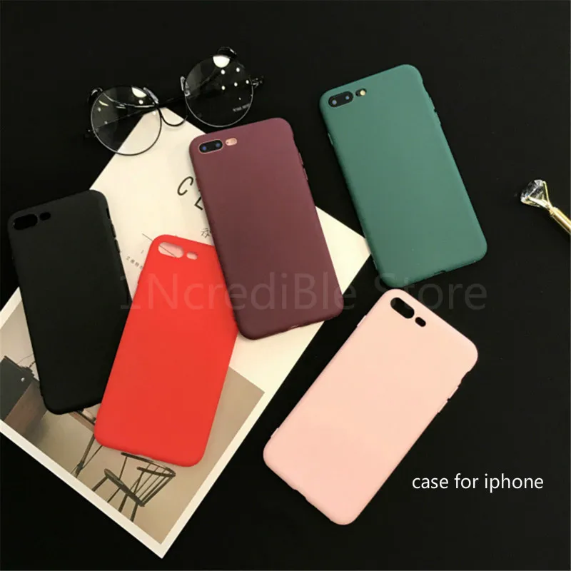 Чехол для Телефона IPhone 7 6 6s 8 X Plus 5 SE XR XS Max простой однотонный Ультратонкий Мягкий