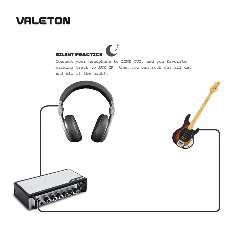 

Valeton Bass Guitar Amp with Chorus Distortion Overdrive Asphalt Pedal Platform Amplifier Head with CAB SIM TAR-20B
