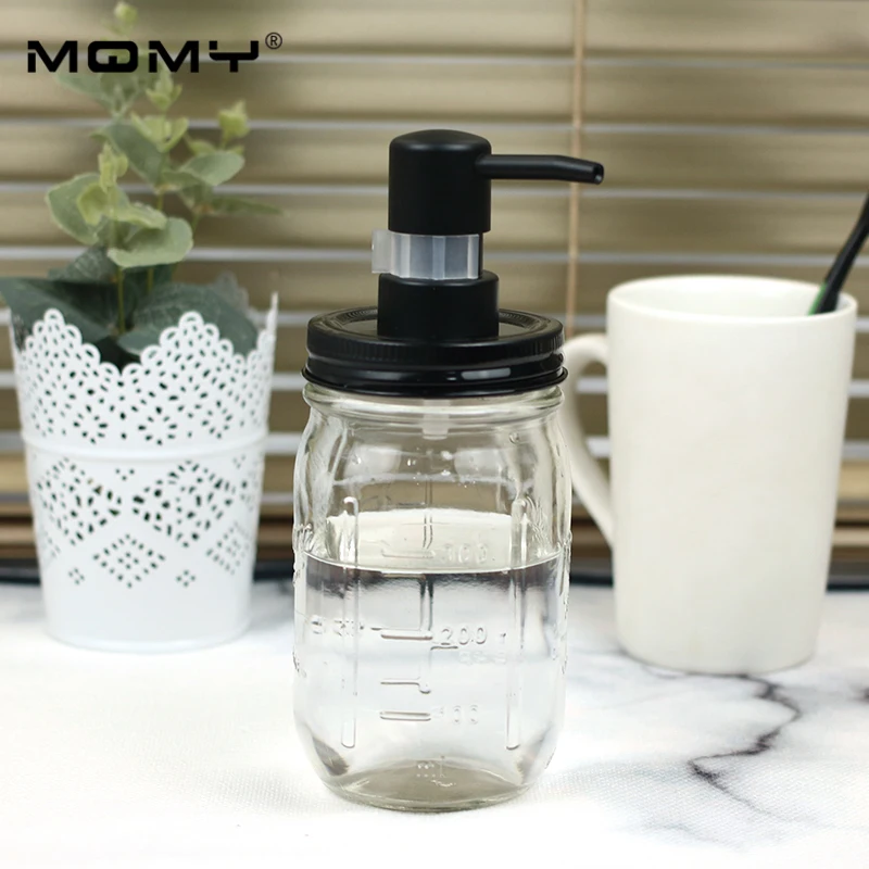 

Black Plastic Mason Jar Soap Dispenser Pump Lid And Collar For Mason Liquid Lotion Pump With Clip Lock (not Including The Jar)