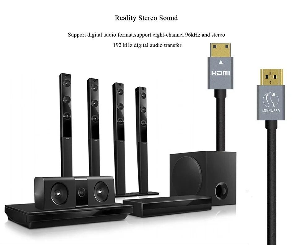 Annwzzd Mini HDMI-HDMI кабель позолоченный HDMI 1,4 в 1080P 1 м 1,5 м 2 м 3 м Высокое качество HDMI Кабель-адаптер для планшета видеокамеры