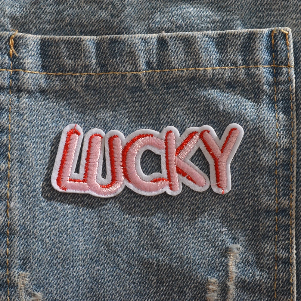 Аппликации аппликации для одежды вышивка букв розовый Lucky cloth патч Аксессуары