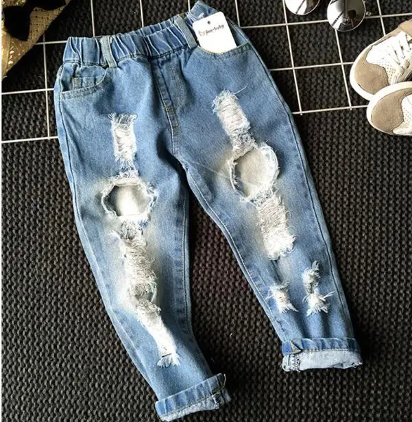 long pants Школьная одежда для мальчиков 1-6 лет; Детские рваные джинсы; брюки; Новинка года; джинсы для маленьких девочек; Брендовые брюки; модные джинсы - Цвет: long pants