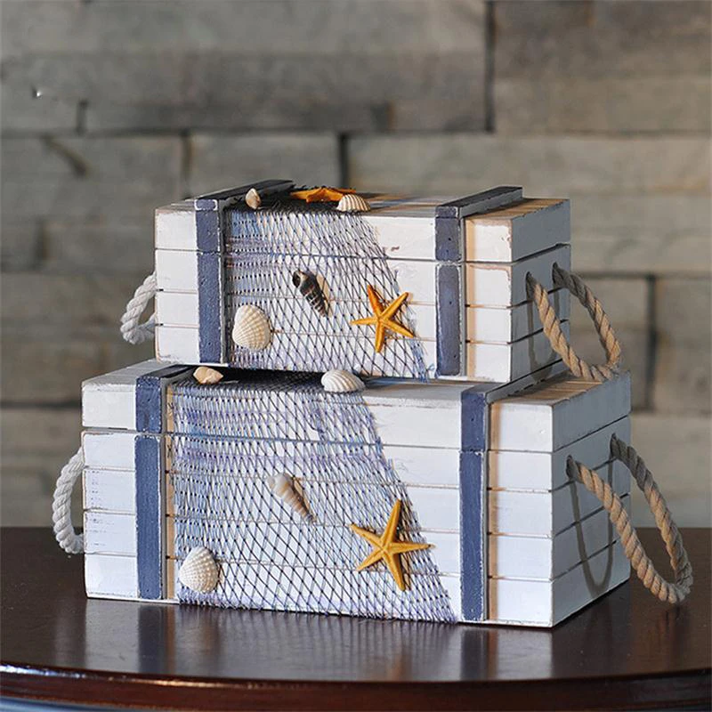 Креативная деревянная коробка для хранения ручной работы в средиземноморском