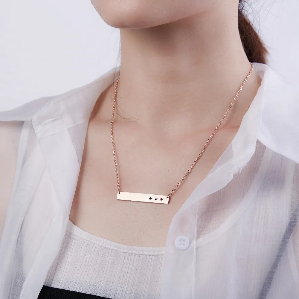

Personalized Custom Engrave Your Name Necklace Pendant Women Jewelry Plate Double-Sided Letters Stainless Steel ID Tag Necklaces