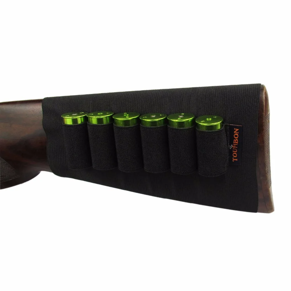 

Tourbon Hunting Tactical Shotgun Ammo Shells Holder 6 Rounds Gun Buttstock Cartridge Carrier Elastic Sleeve Slip-on for Shooting