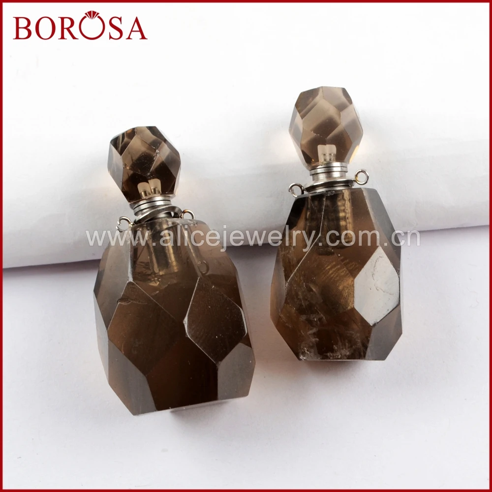 BOROSA 3/5 шт флакон духов ограненные драгоценные камни камень разъемы натуральный розовый кварц, друза кулон для Цепочки и ожерелья делая WX1018