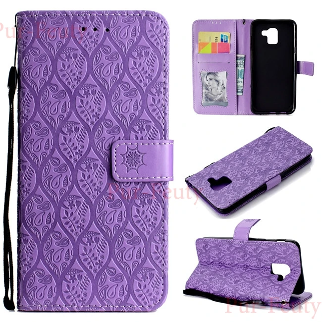 Purple Чехол для samsung Galaxy J6 J 6 SM-J600F SM-J600F/DS модный флип-кошелек кожаный чехол с отделением для карт SM J600 J600F J600FN - Цвет: Purple