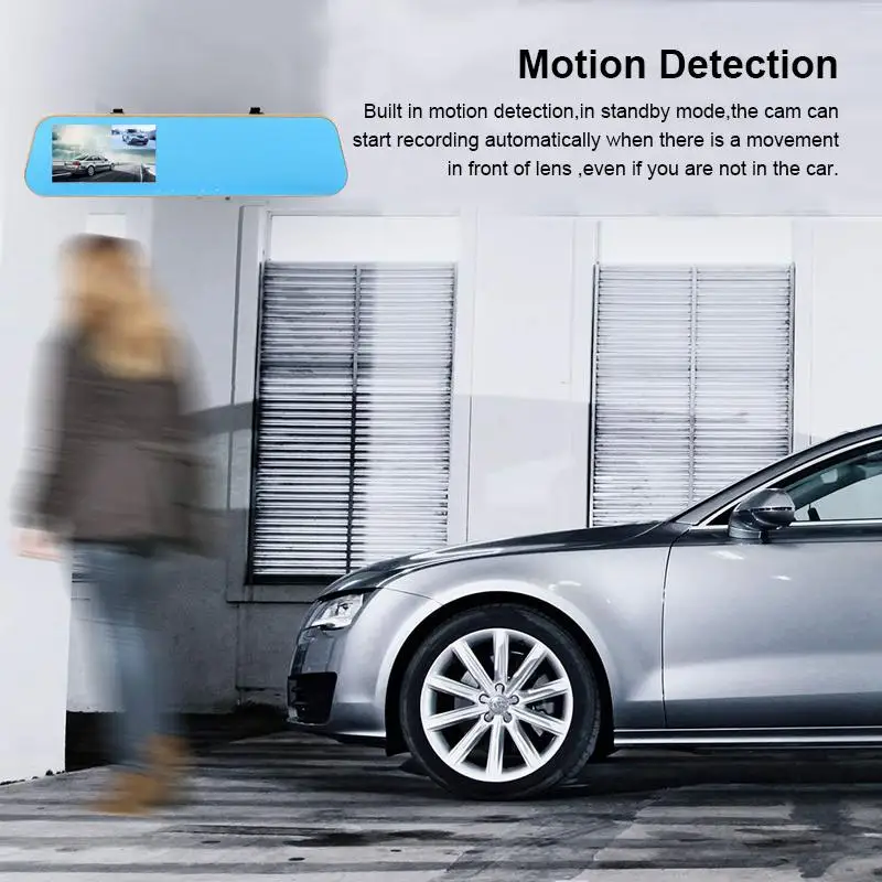 Full Driving recorder 4,3 дюймовый экран зеркало видеорегистратор Передняя и задняя камера заднего вида зеркало заднего вида HD 1080P