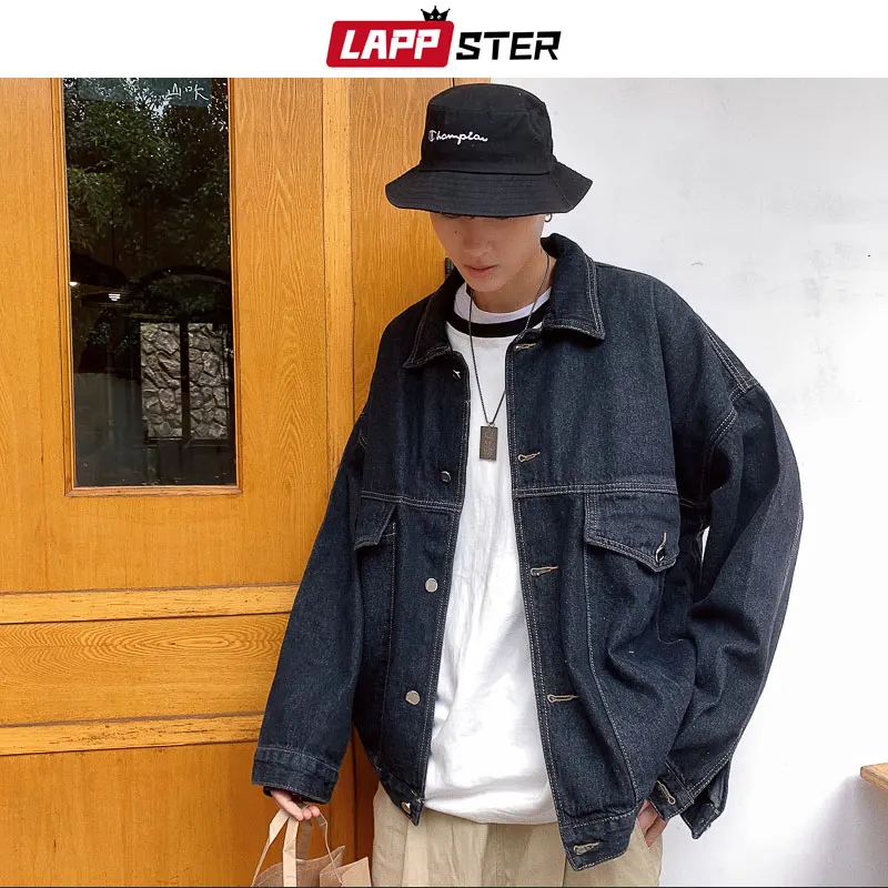 LAPPSTER уличная ВИНТАЖНАЯ ДЖИНСОВАЯ КУРТКА МУЖСКАЯ Мужская s Harajuku Хип Хоп ветровка мужские карманы Дизайнерские джинсовые куртки