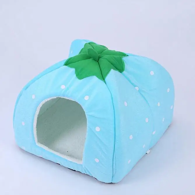 Light Blue Товары для домашних животных дом для домашних животных милая мягкая клубника для домашних животных собака кошка кролик кровать дом Питомник собачка теплая подушка собачий домик - Цвет: Light Blue