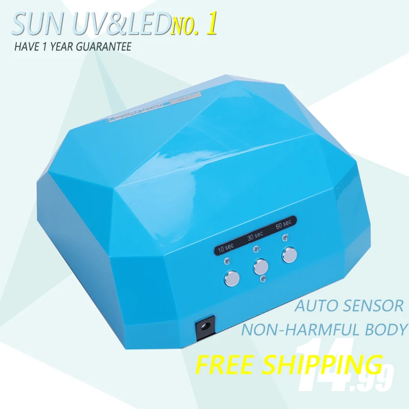 Солнце 36 Вт обновление алмаз светодиодный и УФ лампы для ногтей белый свет 365nm +