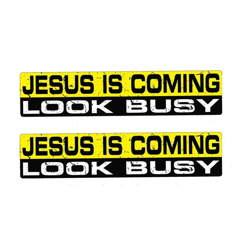 YJZT 2X 15CM*3CM Funny JESUS IS COMING LOOK BUSY Car Sticker Decal PVC 12-1196 | Автомобили и мотоциклы