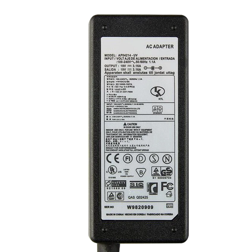 Зарядное устройство для ноутбуков Samsung 19 в 3 16 А переменный ток NP300E5A NP300V5A NP350U2B |