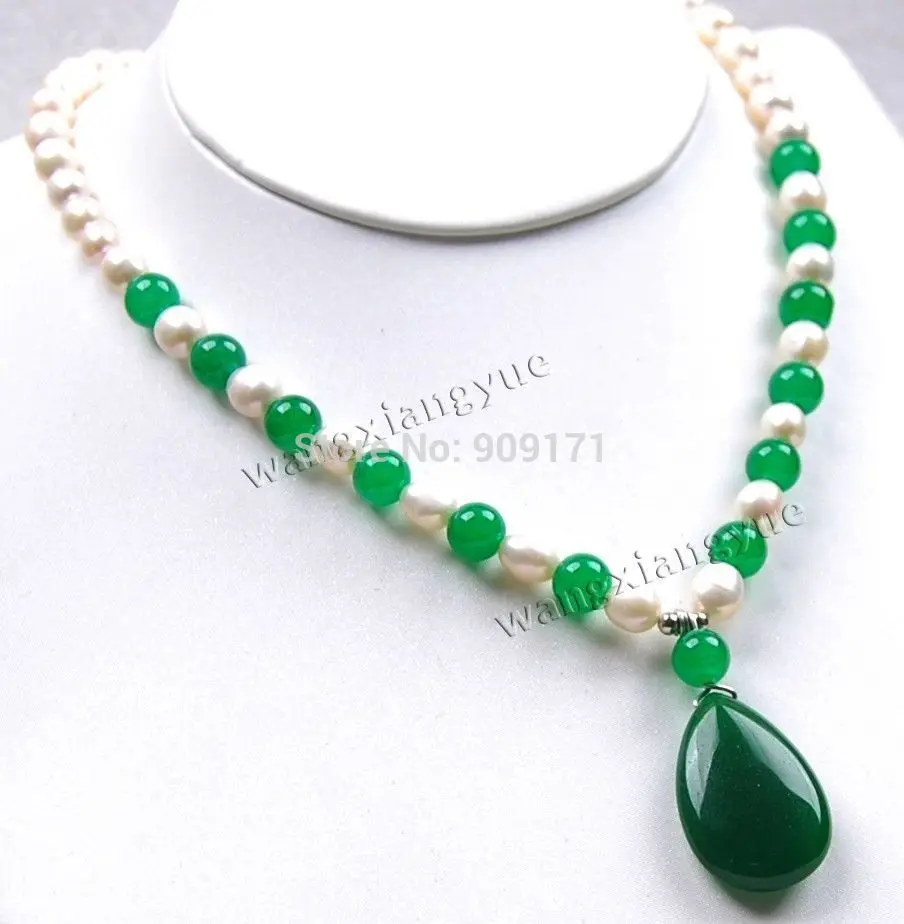 

Free Shipping>>7-8mm White Akoya Pearl/Teardrop Pendant(20x30mm) Necklace 18"