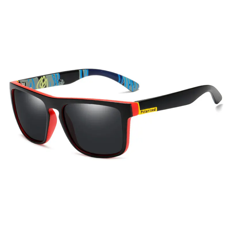 Black Red Frame HUHAITANG роскошные квадратные поляризованные солнцезащитные очки для мужчин с негабаритным узором Брендовые мужские солнцезащитные очки для женщин дизайнерские солнцезащитные очки для вождения - Цвет линз: Black Red Frame