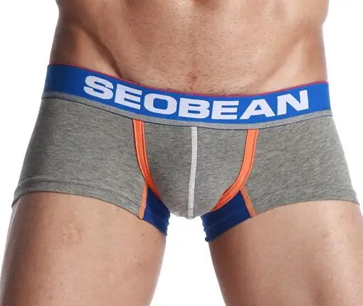 Серый SEOBEAN Мужское нижнее белье seobean мужские хлопковые трусы с низкой талией, распродажа - Цвет: Серый