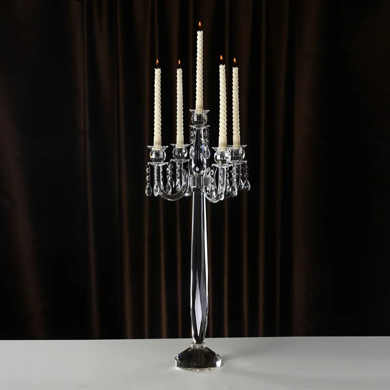 

Marocaine Decor Candle Holders Crystal 5 arms Table Centerpiece Candlesticks Decoration for Home Glass Ornamentation