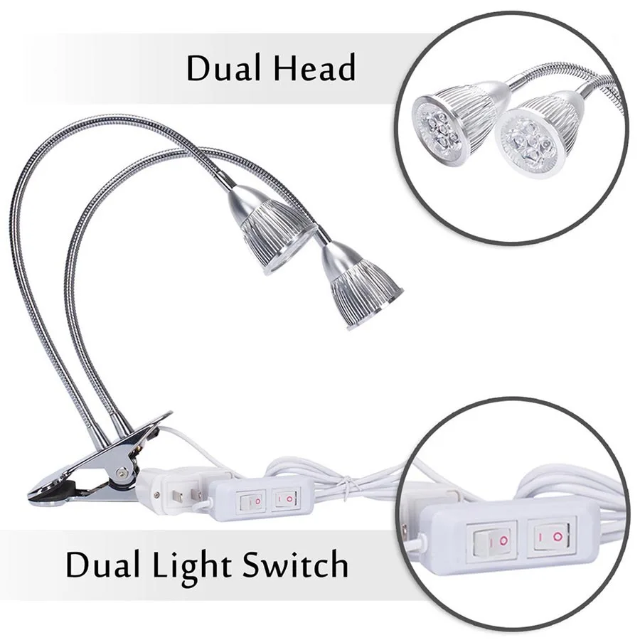 Полный спектр 18 Вт LED Grow Light 360 градусов гибкий держатель лампы клип Светодиодная