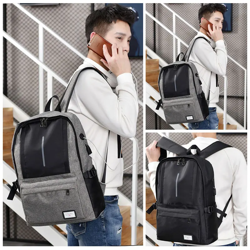 

Fashion Men's scratch-resistant Computer Laptop USB Charge Backpacks Travel Back Pack School Shoulder Bags Business Rucksack