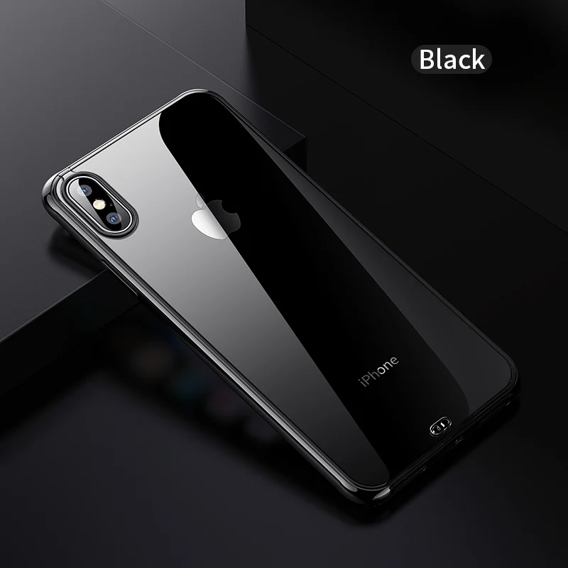 Black Ультратонкий силиконовый защитный чехол для iPhone X, Xr, XS, Max, мягкий прозрачный чехол из ТПУ для iPhone 8, 7, 6 Plus, чехол для apple - Цвет: Black
