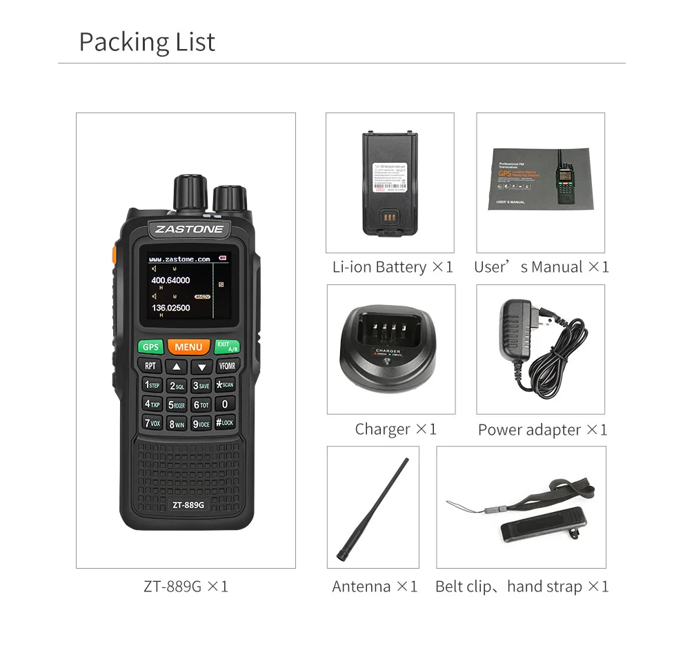 2 шт Zastone 889G Портативное двухстороннее радио 5-10 км UHF/VHF 10 Вт 999CH 3000 мАч рация Ham CB радио HF трансивер