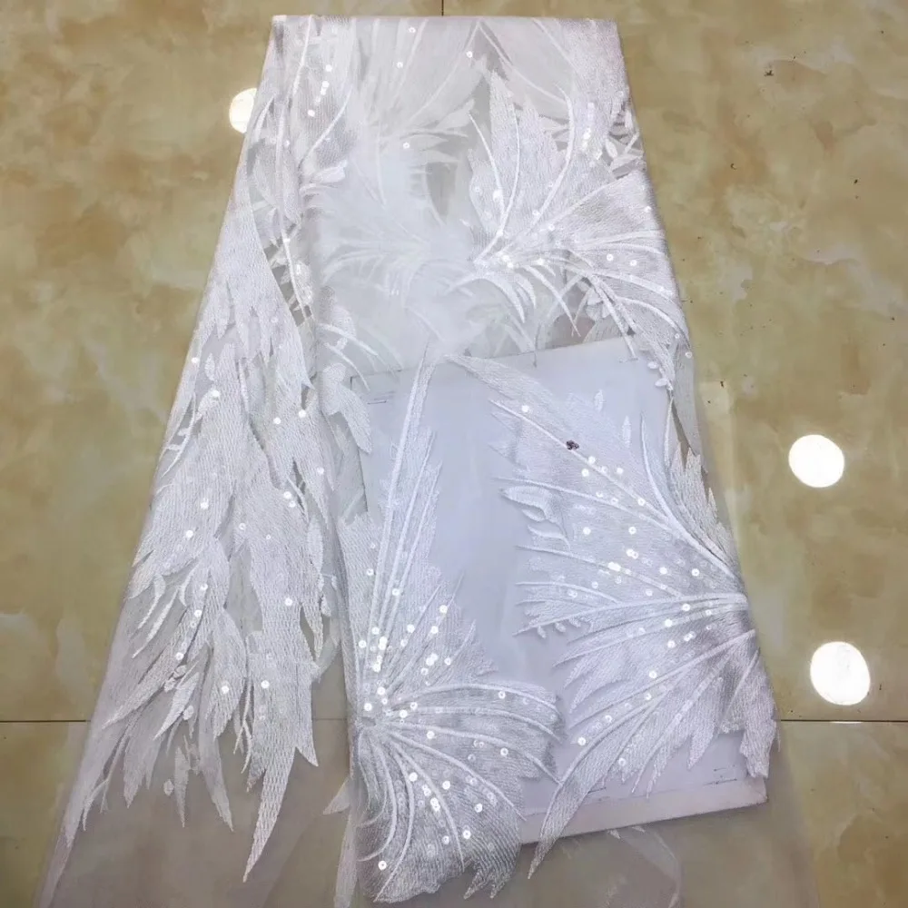 Nigerian lace fabric for 2019 African French wedding high quality sequins floral pink flash | Дом и сад