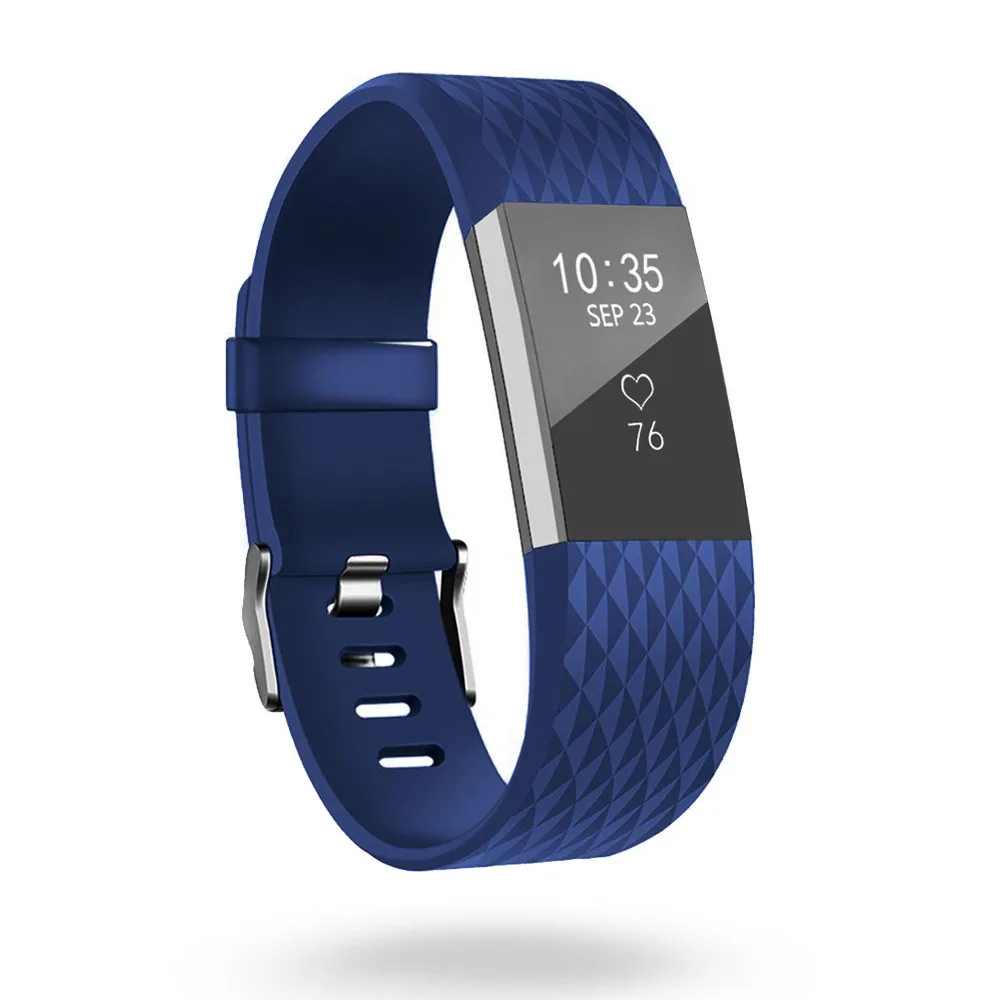Blue 1pc DUSZAKE 3D Силиконовый ремешок для браслета Fitbit Charge 2 браслет аксессуары для Fitbit Charge 2 ремешок, умный Браслет ремешок - Цвет: Blue 1pc