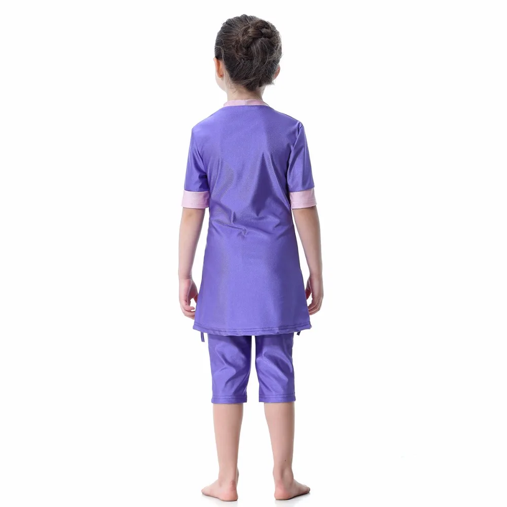 Летний пляжный купальник скромный Мусульманский из двух предметов для девочек