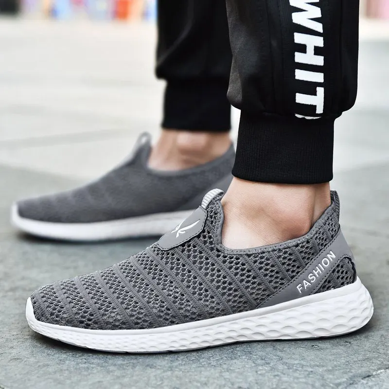2019 Men Shoes Summer Mesh Breathable shoe Walking Footwear Lightweight Comfortable Man Sneakers big size 48 running male gray |