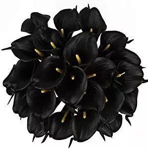 black 10 шт./партия Калла в виде настоящих лилий Искусственные цветы поддельные цветы Свадебный букет, домашнее украшение - Цвет: black