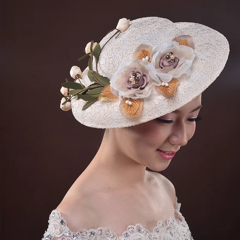 Новые винтажные Свадебные шапки и вуалетки цвета шампанского опт ZH007|bridal hats|vintage