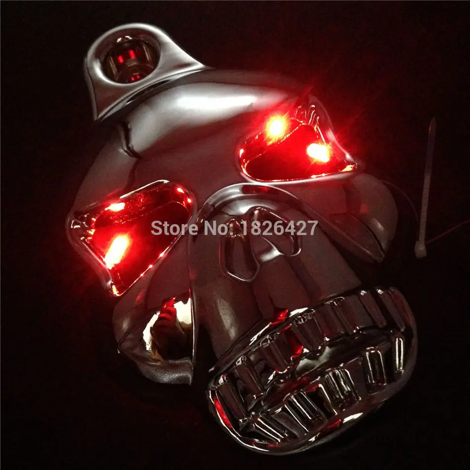 Хромированный Светодиодный звуковой сигнал в виде черепа для Harley Davidson Softail Dyna