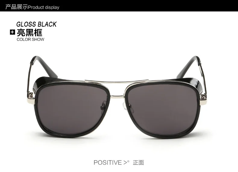 Gloss Black Фирменный дизайн, железные стимпанк Солнцезащитные очки, мужские Старки, Винтажные Солнцезащитные очки, Uv400, Ретро стиль, плоский верх, Tony, модные тени, очки, Новинка - Цвет линз: Gloss Black
