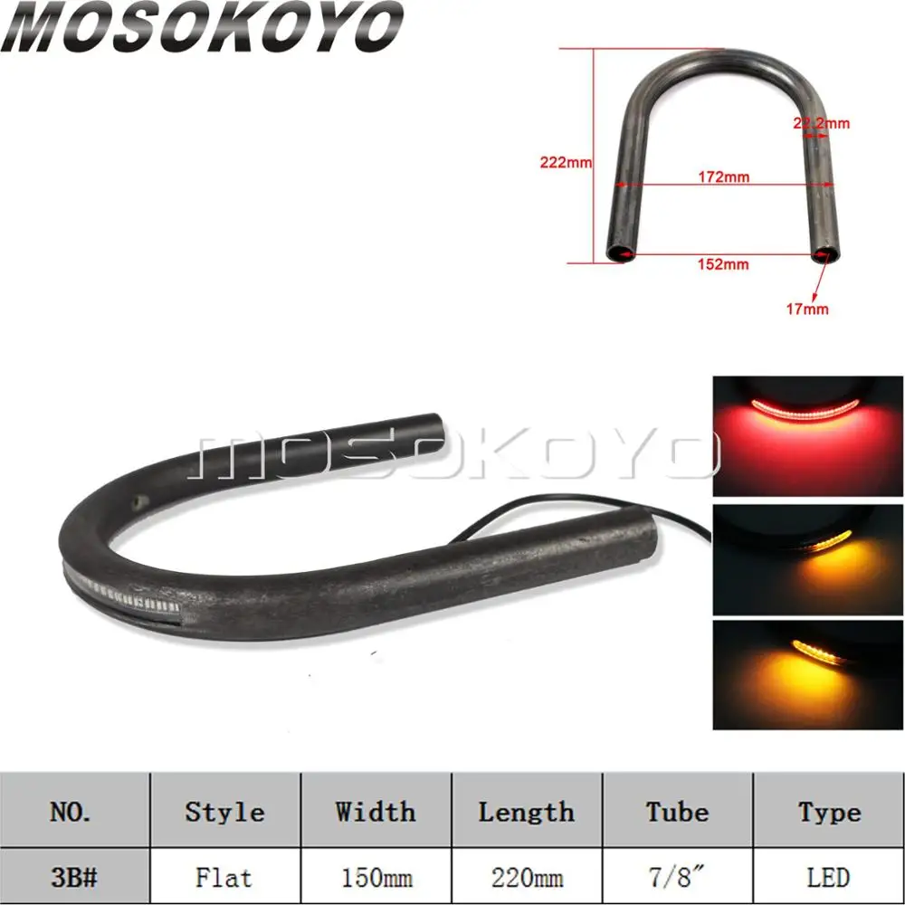 3B-150mm X 220mm Мотоциклетный кафе-гонщик, подъемный плоский трекер, конец заднего сиденья, обруч 7/" или 1", рамка, петля, светодиодный задний светильник, сигнал поворота для скремблера - Цвет: 3B-150mm X 220mm