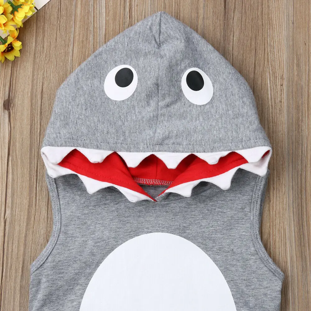 US Newborn Baby Boys Clothes Shark Sleeveless Romper Hooded Sweatshirt Vest Summer Outfits Sunsuit | Детская одежда и обувь