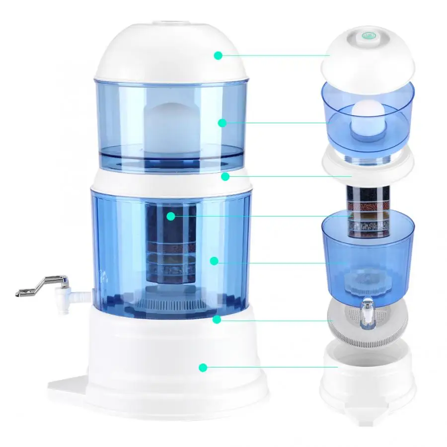 

16L Water Purifier Ceramic Carbon Mineral Purify Filter Dispenser Filtration System with dispenser Faucet