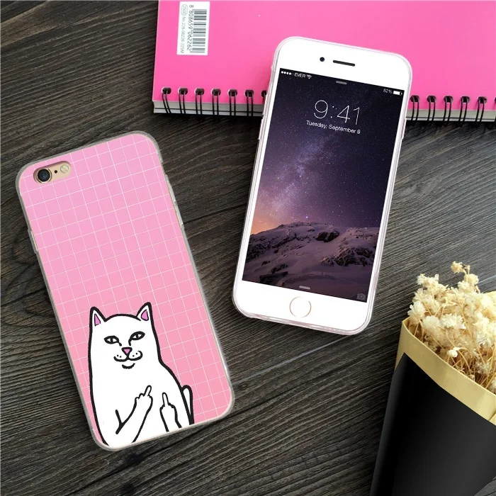 KISSCASE Ripndipp Cat Чехол для iPhone 7 8 Plus чехол мультяшный Кот 6 S X XS MAX XR 5 5S SE силиконовые