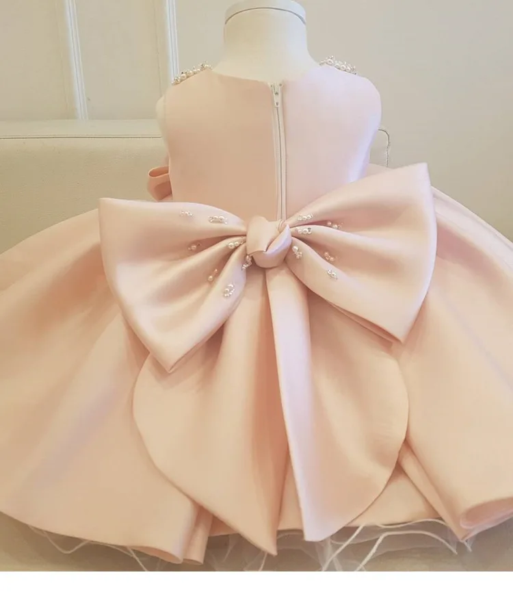 Baby Girl Dresses For Party And Wedding Beaded Bow Princess Girls Tulle Baptism Christening 1st Birthday Ball Gown | Детская одежда и