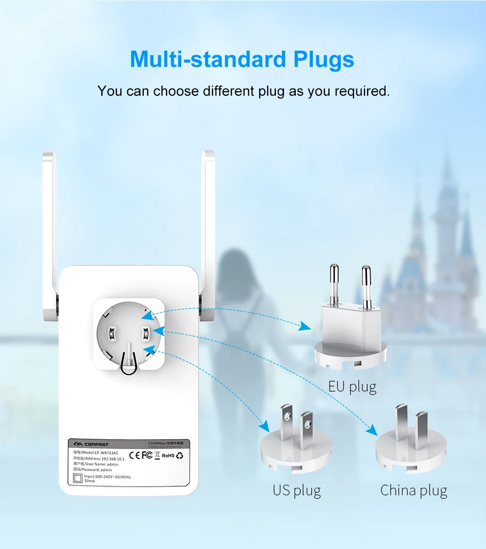 Comfast Высокая мощность 2 4G + 5 8 Ghz беспроводной Wi Fi диапазон 1200 Мбит/с расширитель