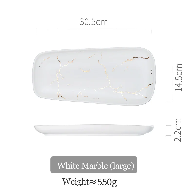Large Marble White Обеденная тарелка керамическая посуда для пиццы уникальная матовая столовая посуда рыбные блюда для бифштекса блюдо в стиле вестерн блюдо десертная тарелка суши-посуда - Цвет: Large Marble White