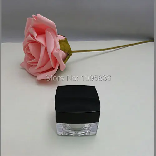 

5G Square Acrylic Jar Black Lid, Crystal Vase Bottle Empty Cosmetic jars Cosmetic Container Jar, Eye Cream Packing, 50pcs/Lot