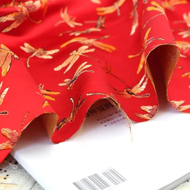 RUBIHOME 50x75cm/Piece Dragonfly Design Imitation Silk Fabric For DIY Sewing Patchwork Handmade Bag Material Home Decor | Дом и сад