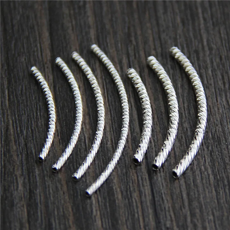 

2pcs 925 Sterling Silver Wave Bend Tube Spacer Beads 25mm 30mm 35mm Rose Gold/Silver Long Pipe Charm Beads DIY Jewelry Making