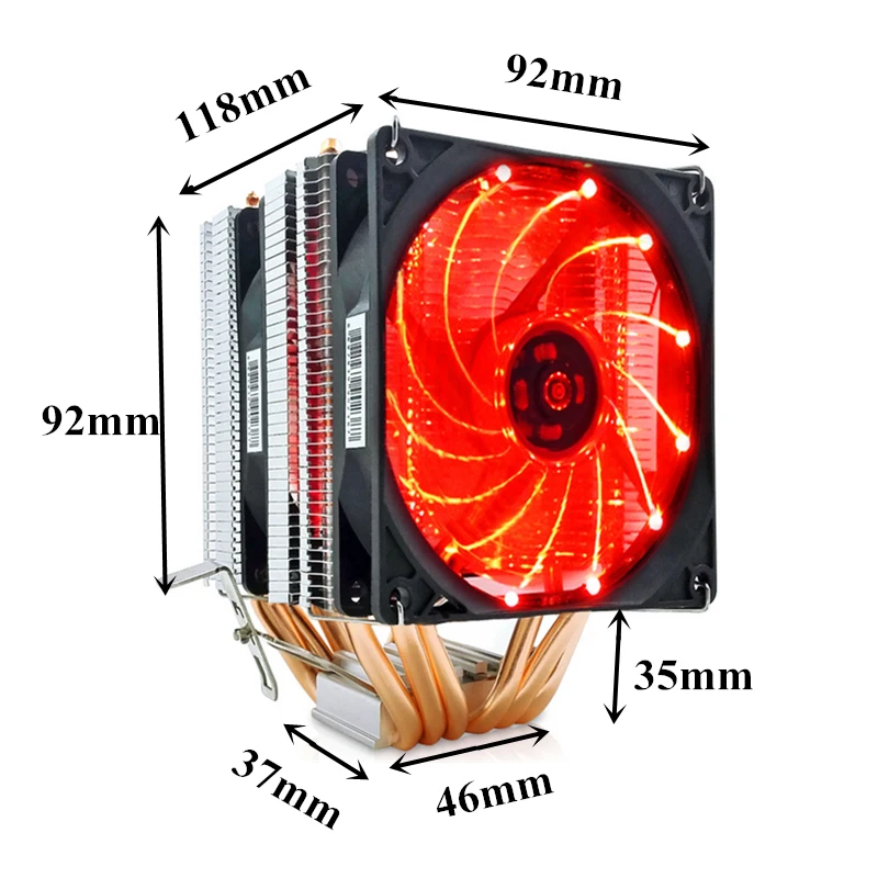 6 heatpipe dual tower 4pin CPU cooler LGA775 1150 1151 1155 1366 2011 охлаждающий вентилятор 9 см 12 В