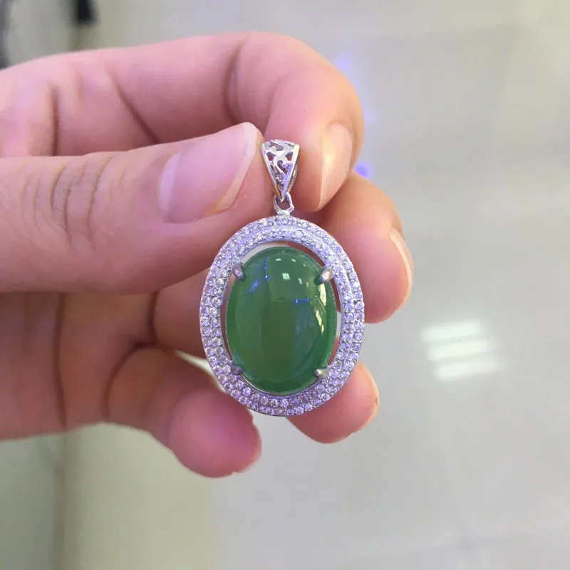 BSL ювелирные украшения 925 стерлингового серебра зеленый нефритовый кулон
