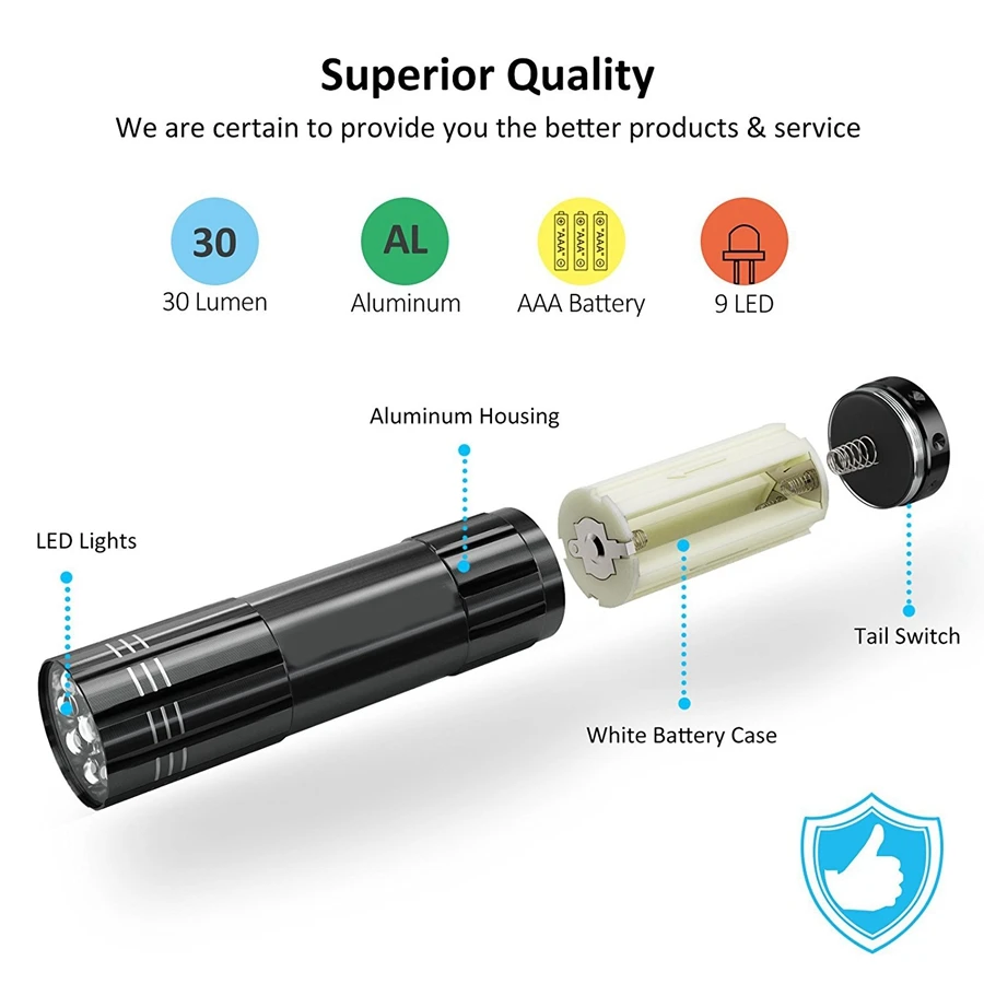 Супер яркий портативный 9 светодиодный мини-фонарик из алюминия с шнурком 4 вида