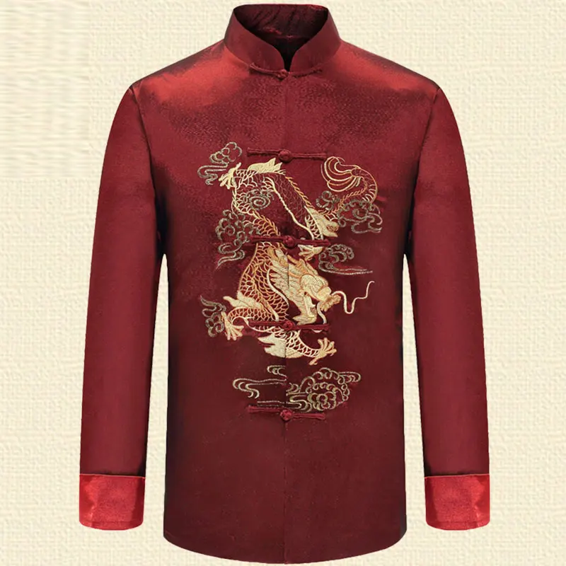 Мужские топы для пожилых Wushu Tang одежда Тан костюм китайского ханьфу осенние